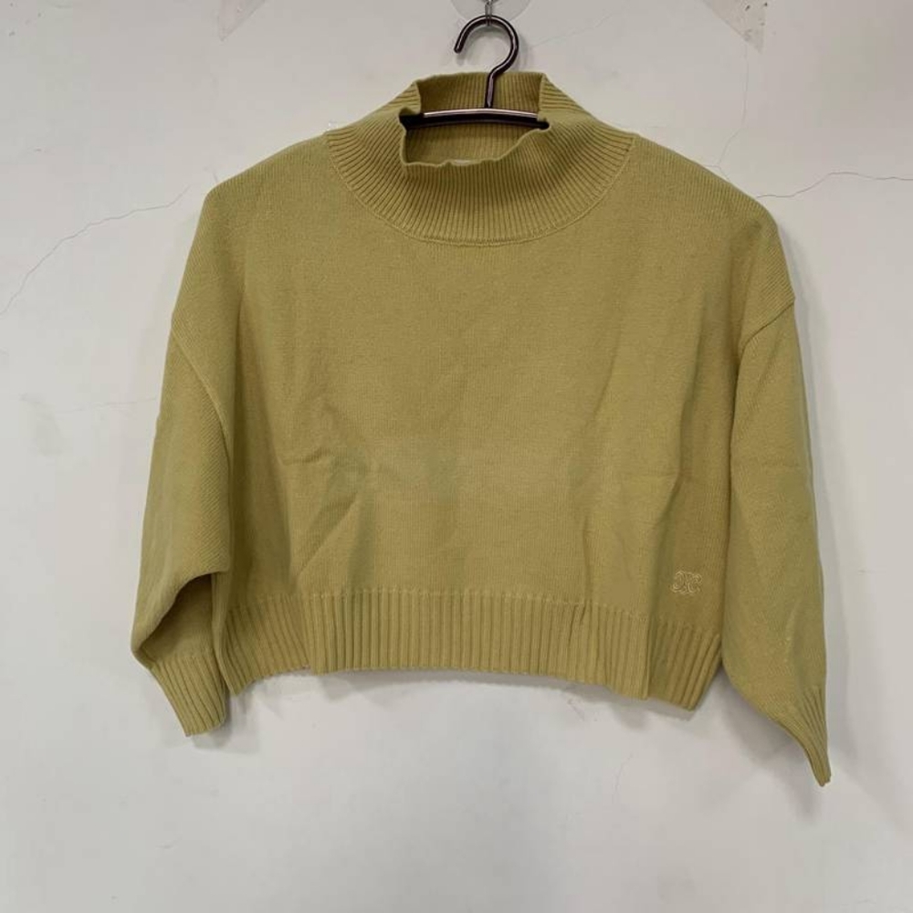 Celine half turtleneck yellow short sweater
